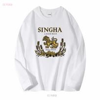 Singha alaus marškinėliai T-shirt Tailandas Pilkas Chaki Baltas Geltonas S XXXL Nemokamas pristatymas į JAV ilgomis arba trumpomis rankovėmis vintažinis Skalbtas mada L white