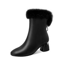 2025 new winter snow boots sheepskin fur integrated women's shoes thick heel waterproof non-slip boots piled and thickened 40 juoda