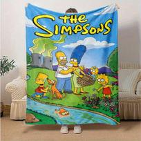 Simpsonų Animacinis pledas, Trumpas pliušinis mielas šiltas pledas, Svetainės namų dekoracija Sofa Keturis sezonus Kelionės 150x200cm gray