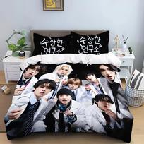 KPOP antklodės užvalkalas pagalvės užvalkalas S-Stray-K-Kids patalynės komplektas suaugusiems berniukui mergaitei miegamojo dekoravimas vaikų dovana viengulis dvigulis didelis dydis EU Single(135*200cm)3pcs