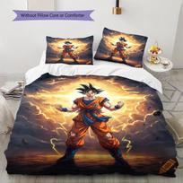 Son Goku Rašto Patalynė, Antklodės Komplektas Antklodės Užvalkalas Pagalvės Užvalkalas Namų Gimtadienio Dovana (1 * antklodės užvalkalas + 2 * pagalvės užvalkalai, be šerdies) 135x200cm beige