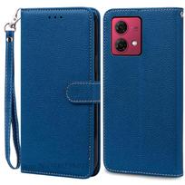 G84 dėklas Motorola G84 5G telefonui, atverčiamas odinis piniginės tipo dėklas Moto G84 5G telefonui, telefono dėklas, knygutė Coque Fundas Etui Capa For Motorola G84 5G blue