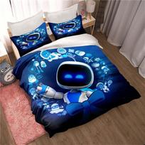 ASTRO BOT Cute Cartoon Bedding Set Duvet Cover Pillow Case Single Double King Size for Adult Children Bedroom 140x210cm 2pcs