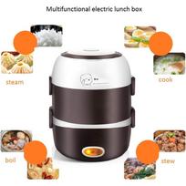 Electric Lunch Box 3 Layers 2L Easy Hold Electric Heating Bento Lunch Box Food Storage Warmer Container110V 200W 3 black