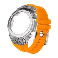 GA-2100 Skaidrus modifikavimo rinkinys Casioak GA2100/2110/GA-B2100 laikrodžiams - Individualus rėmelis + Guminis sportinis dirželis | Laikrodžių priedai GA2100 2110 B2100 orange