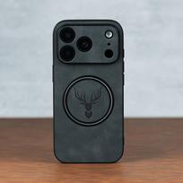 Magnetinis elnio galvos rašto odinis telefono dėklas, skirtas For Iphone 17 16 15 14 13 12 Pro Max Plus 17Pro Air, Magsafe, atsparus smūgiams dėklas iPhone 15 Pro Max black