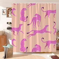 Mid Century Leopard Tropical Botanical Shower Curtain Palm Leaf Simple Colour Matching Minimalist Shower Curtains Bathroom Decor W90H165(CM)-1 Pcs