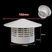 75-200mm Vėdinamas lietaus gaubtas Naudingas dūmų ištraukimo gaubtas PVC Stogo ortakio ventiliacijos anga Laukinės sienos oro išleidimo anga Židiniai