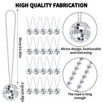 4/8pc Mirror Disco Ball Necklaces 70s 80s Disco Party Necklaces Disco Party Favor Decoration Costume Accessories for Dance party 4pcs white