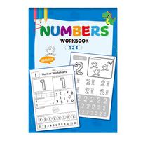 32-Page Illustrated Math Workbook Designed for Interactive Preschool Learning, Featuring Number Tracing 0-12 Practice Book white