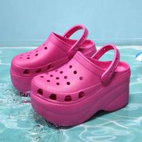 Madingos platformos basutės ir juodi mediniai klumpės moterims 10 cm paaukštinančios basutės pleištas Sodo moteriškos šlepetės šlepetės Sandalia Plataforma 40 pink