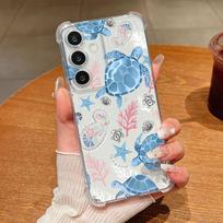 Banginio Vėžlio Rašto Skaidrus Dėklas Skirtas Samsung Galaxy A57 A37 A17 A56 A16 A55 A36 A26 A15 A35 A54 A53 Atsparus Smūgiams Minkštas Telefono Dangtelis Galaxy S25