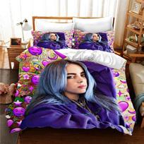 3D Spausdintas Billie Eilish Lovos Patalynės Komplektas Viengulis/Dvigulis/Pilnas/Karalienės/Karaliaus Dydžio Suaugusiųjų Miegamojo Antklodės Užvalkalų Rinkiniai Anime Dovana 135x200cm gray