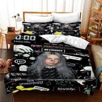 3D Spausdintas Billie Eilish Lovos Patalynės Komplektas Viengulis/Dvigulis/Pilnas/Karalienės/Karaliaus Dydžio Suaugusiųjų Miegamojo Antklodės Užvalkalų Rinkiniai Anime Dovana 135x200cm