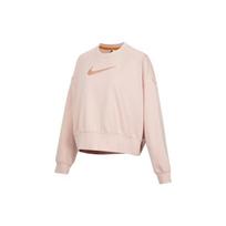 (WMNS) Nike Sportswear Swoosh Logo Embroidered Loose Knit Short Round Neck Pullover Pink Hoodie Women's DO7212-601 XL white
