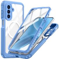 Samsung A17 Glass Case and Film Integrated 360 All-inclusive Mobile Phone Case Anti-drop Shock Absorption Magnetic Charging Galaxy A17 mėlyna