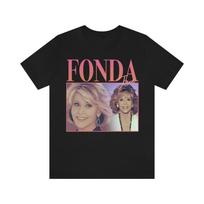 90's Retro style T-shirt Jane Fonda L gray
