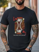 King of Hearts Graphic T-Shirt Playing Card Print Tee Trendy Unisex Tee Unisex T-Shirt XXXL brown