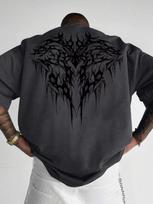 Soft Cotton Dark Thorn Demon Back Print Unisex Tee Gothic Streetwear Loose Summer Casual Short Sleeve Top 4XL black