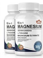 VEV 15-in-1 magnio glicinato kompleksas su ašvaganda ir L-teaninu (120 kapsulių) 2pack