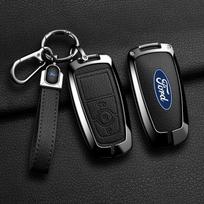 Metalinis odinis automobilio išmaniojo rakto dėklas Apsauginis apvalkalas Ford Explorer Edge Escape Bronco F-150 Mustang Focus MK4 Kuga Taurus Lipdukas gray