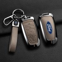 Metalinis odinis automobilio išmaniojo rakto dėklas Apsauginis apvalkalas Ford Explorer Edge Escape Bronco F-150 Mustang Focus MK4 Kuga Taurus Lipdukas gray