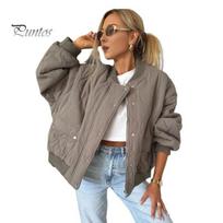 Women Winter Coat Fall Press Button Closure Long Sleeves with Pockets Loose Base Layer Round Neck Daily Jacket Solid Color Outerwear for School Travel XXL gray