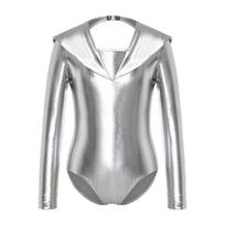 Mergaičių Ateivio Cosplay Triko Ilgomis Rankovėmis Iškirpta Nugara Metalinis Kūno Kostiumas Gimnastikos Šokio Kostiumas 15-16 Years sidabras