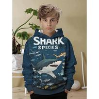 Trala Lero Tralala Hoodies Shark 3d Print Baby Boy Clothes Casual Long Sleeve Child Sweatshirt Outdoor Loose Tops Boys Clothing 160 black