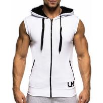 Premium Men's Sleeveless Hoodie Sweatshirt With Full-zip Design And Pockets White,3XL brown