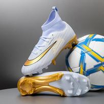 Spike 17 Kids' High-Top Football Shoes - Unisex TF/AG Studs for Primary School Training 32 white
