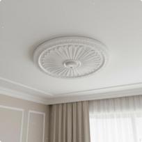 European Style Overhead Ornamental Plate PU Material Chandelier Medallion Faux Plaster Look Round gray