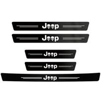 1/4/5 vnt. Automobilio durų slenksčio apsauginė lipdukas Anglies pluošto atsparus įbrėžimams plėvelė Jeep Wrangler Grand Cherokee Avenger Wagoneer