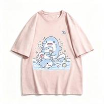 Cute Cartoon Shark Family Graphic Tshirt Unisex Summer Loose Oneck Short Sleeve Tee Casual Ocean Animal Print Streetwear Tops S white