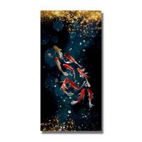 Koi Fish Feng Shui Carp Lotoso tvenkinio drobės tapyba Šiuolaikiniai plakatai ir spaudiniai Sienų paveikslas gyvenamojo kambario namų dekoravimui Cuadros 50x100cm