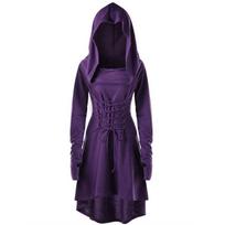 Moteriški Cosplay kostiumai su gobtuvu, chalatas, suvarstomas vintažinis megztinis, ilgas džemperis, suknelė, apsiaustas Helovino vakarėlis XXL violetinė