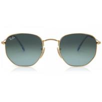 Ray Ban Rb3548n Hexagonal Metal Flat Lenses 91233m Unisex Sunglasses Gold/54-21-145 gray