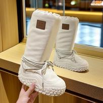 Winter Warm Cotton Shoes Long Tube Snow Boots Women Outdoor Large Size Cotton Shoes 35 smėlis