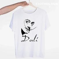 Salvadore Dali Tribute marškinėliai su apvalia apykakle, trumpomis rankovėmis, vasaros, kasdienės mados, unisex, vyrams ir moterims L white