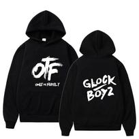 OTF letter print men's hoodie street style men and women couples universal adult autumn and winter comic pattern XL black