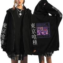 Trendy Anime Tokyo Ghoul Ghoul Tokyo Ghoul Graphic Print Casual Sports Zipper Hoodie Men's Women's Versatile Sweatshirts M white