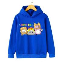 Lanky Box Spausdintas Hoodie Berniukui Juokingas Animacinis Streetwear Akmens Katės Spausdinimas Vaikams Mergaitėms Ilgomis Rankovėmis Džemperis Dėžutės Formos Megztinis 150 blue