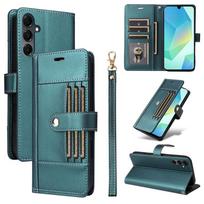 Atverčiama odinė piniginė dėklas, skirta Samsung Galaxy A55 A35 A25 A15 A14 4G A04 A05s A34 A54 5G, visiškai dengiantis telefono dėklas PU Leather&Galaxy A54 5G žalia