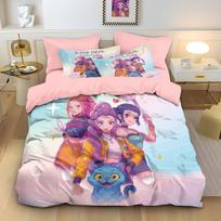 Kpop Demonų Medžiotojai Huntrix Patalynės Komplektas Viengulis Twin Pilnas Queen King Dydžio Lovos Komplektas Suaugusiųjų Miegamojo Antklodės Užvalkalų Rinkinys Anime Paklodė 135x200cm pink