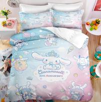 Cinnamoroll Antklodės užvalkalų komplektas Antklodė Lovos patalynė 3D Vaikams Lovos patalynės komplektas 3 dalys 1 Antklodės užvalkalas Karališko dydžio EU Single(135*200cm)3pcs