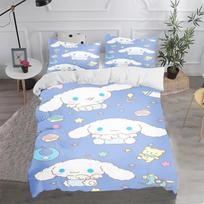 Cinnamoroll Antklodės užvalkalų komplektas Antklodė Lovos patalynė 3D Vaikams Lovos patalynės komplektas 3 dalys 1 Antklodės užvalkalas Karališko dydžio EU Single(135*200cm)3pcs