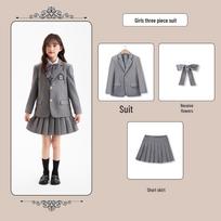 Britiško stiliaus pilkas mokyklinės uniformos komplektas darželinukams ir pradinių klasių mokiniams Size 170cm gray