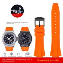 Skirta Casio G-SHOCK GA-2100 GA-2110 Minkštas guminis laikrodžio dirželis GM-5600 GA2100 GM2110 Greito atsegimo silikoninis laikrodžio dirželis Vyriškas apyrankė 16mm black