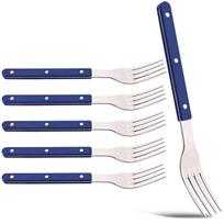 6 dalių vintažinis nerūdijančio plieno stalo įrankių rinkinys su kniedėmis, mėlyna rankena, veidrodiniu poliravimu, namams, vakarėliams, restoranams 20.8cm - dinner fork mėlyna