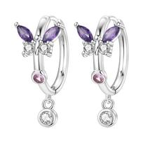 Luxury Insect Earrings Bee Butterfly Dragonfly Dangle Earrings Blue Pink Elegant Jewelry white